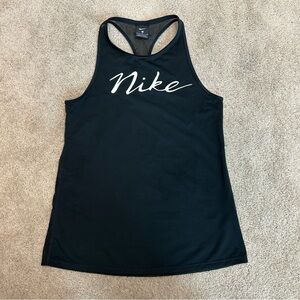 Nike black white logo mesh Racerback tank top Sz S